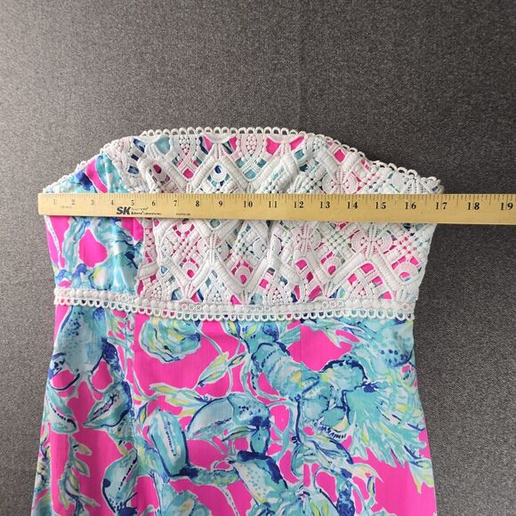 Lilly Pultzer Brynn Dress 12 Raz berry Lobsters in Love Strapless Lace - Picture 7 of 8